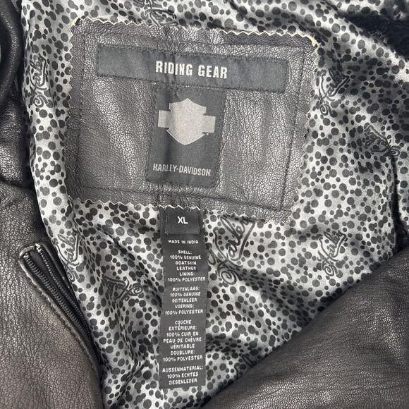 Harley-Davidson Women’s Black Core Washed Leather Biker Jacket XL Vented Side - Picture 12 of 16